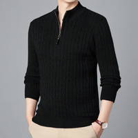 Pull pour homme tendance automne/hiver, style Europe-Amérique, en maille torsadée, coupe ample, minimaliste, demi-zip