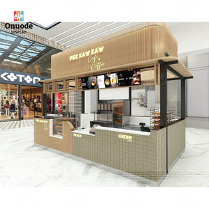 Kiosque de café de luxe pour centre commercial, comptoir élégant en fer et MDF, conception complète pour les magasins de café au détail - Product Image 3