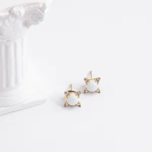 Powell Exquisite Personalized Custom 8Mm Synthetic Opal Earrings Stainless Steel Jewelry Australian Opal Earrings Studs