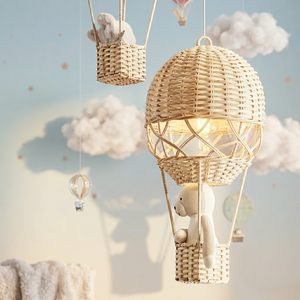 Sculpture murale en rotin tissé à la main, forme rectangulaire, ballon à air chaud bohème, décoration de chambre d'enfant, décoration de la maison - Product Image 4
