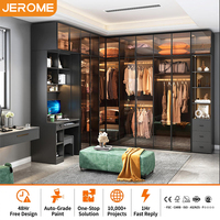 Armoire de rangement pour vêtements en forme de L, avec portes en verre noir, meubles de chambre à coucher modernes sur mesure, fabrication OEM