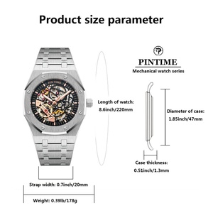 Nhà Máy Biểu Tượng Tùy Chỉnh Người Đàn Ông Sang Trọng Của Tự Động Đồng Hồ Cơ Khí Tự Quanh Co Rỗng Phong Trào Kính Quay Số Cửa Sổ Siêu Đồng Hồ Cho Nam Giới - Product Image 6