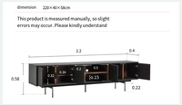 ATUNUS Home Furniture Meuble TV moderne nordique noir en bois de chêne massif Meuble TV de bureau scandinave industriel