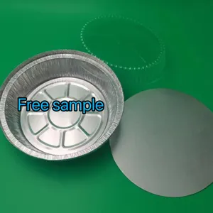 9 Inch Round Tin Foil Panelas com tampas de plástico transparente Freezer & Forno Alumínio Descartável Seguro Para Cozimento Cozinhar Assar