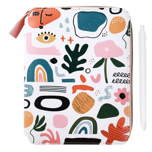 Cuaderno de cuero PU con estampado de flores y cremallera, bonito diario B6 2022, listo para enviar, con bolígrafo - Product Image 1