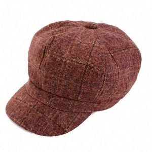 Ready to Ship Plaid Pattern Beret Cap Fashion Newsboy <b>Hat</b> Polyester/Cotton Casual Party Autumn Winter Beret <b>Hats</b> - Product Image 1