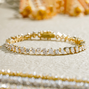 Multi-Shape Cluster Diamond Tennis <b>Bracelet</b> 10k white Gold Yellow Gold Roase Gold lab diamond <b>bracelet</b> - Product Image 1