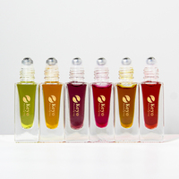 Mewah 5ml 7ml baru tren persegi kosong transparan kaca bening rol Lip Gloss Minyak Botol Serum dengan emas aluminium tutup