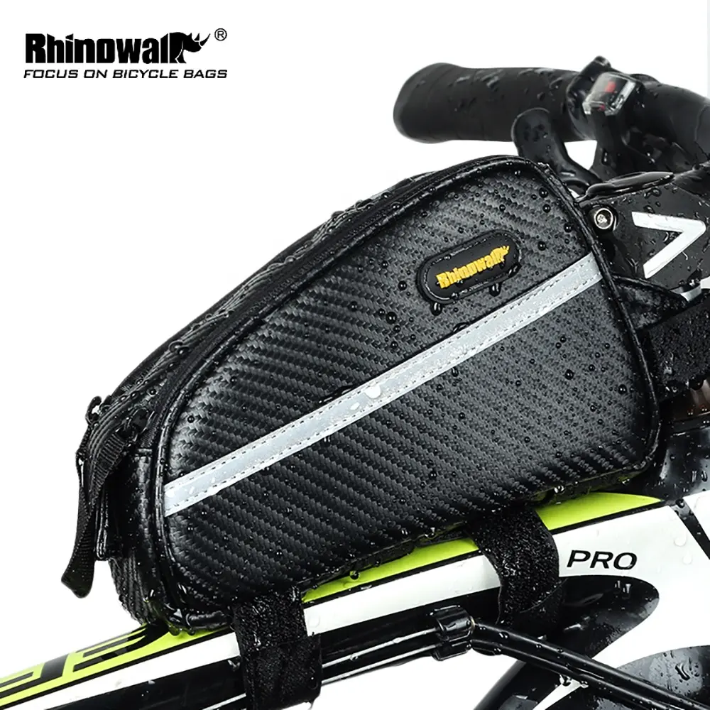 RHINOWALK กระเป๋าขอบด้านหน้ารถจักรยาน,กระเป๋าท่อด้านบนจักรยาน MTB กันน้ำ