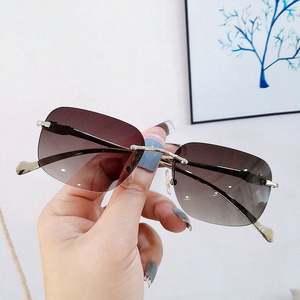 Gafas de Sol Retro de Metal con Cabeza de Leopardo, Lentes Degradadas, Montura Cuadrada sin Aro, para Hombre y Mujer, Moda 2022 - Product Image 3