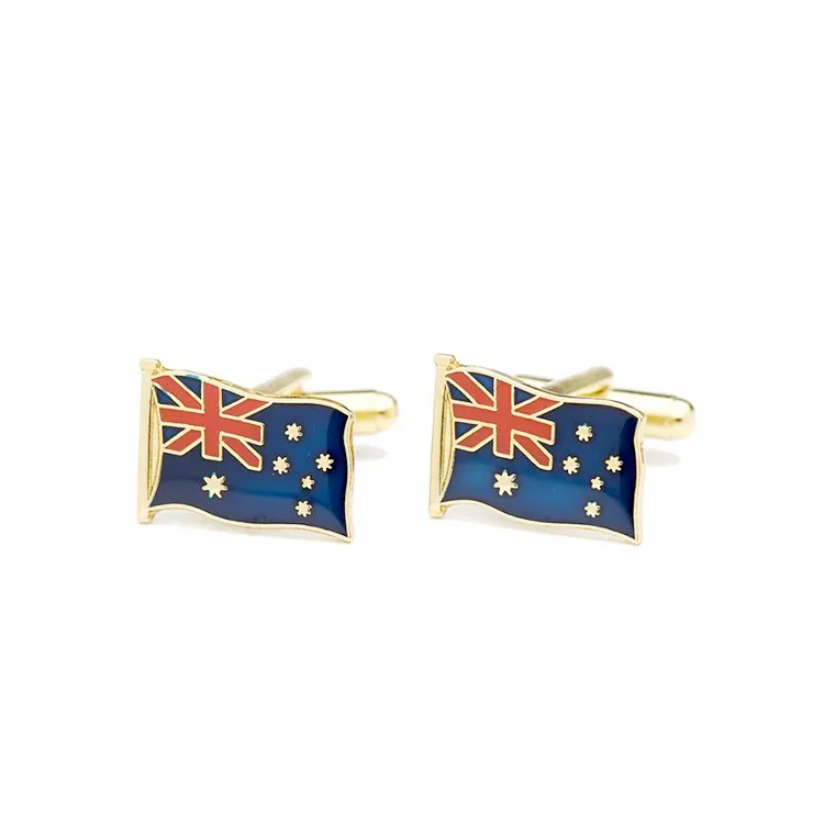 Manufacturer Shirt Cufflinks Customize Men Cuff link Gold Silver National Flag Custom Australian Flag Cufflinks
