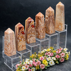 Natural Indonesia <b>Pink</b> Jasper Crazy Lace Obelisk Shape Polished Gemstones Handicraft <b>Healing</b> Crystal Reiki Chakra Souvenir - Product Image 5