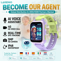 LAGENIO K9 Jam Tangan Anak Unik dengan Kartu SIM 4G GPS LBS WIFI AGPS Tahan Air IP68 Kontrol Suara AI FCC CE Jam Tangan Pintar Anak