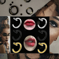 Faux piercing de nez, fausses bagues de lèvre, fausses bagues de nez à clipser, bijoux de lèvre en acier inoxydable pour femmes et hommes
