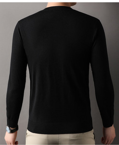 Nouveauté, tricot de qualité en laine peignée, t-shirt à manches longues léger pour homme, col Henry, contenant de la laine de cachemire, pull - Product Image 6
