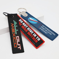 Porte-clés promotionnel en tissu tissé personnalisé de haute qualité avec logo, porte-clés Jet Tag « Avant le vol », faible MOQ