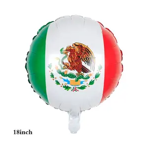 热卖18英寸墨西哥国旗嘉年华塔可羊驼仙人掌草边帽箔气球圆形嘉年华箔气球