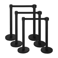 Poteaux de guidage rétractables noirs de haute qualité pour la gestion de foule et la gestion des files d'attente, avec bande de séparation, en gros, en promotion