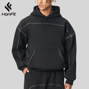 <span class=keywords><strong>Felpa</strong></span> con <span class=keywords><strong>Cappuccio</strong></span> in Pile 350Gsm, Oversize, Taglio Corto, Stile Hip Hop Streetwear, con Cucitura Hasselblad, Grigio Chiaro - Product Image 2