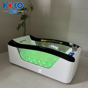 Baignoire Balnéo Hydro Massage Moderne en Acrylique Blanc avec Lumières LED <span class=keywords><strong>et</strong></span> Cascade, <span class=keywords><strong>Jacuzzi</strong></span> pour Salle de Bain - Product Image 1