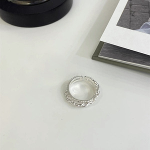 S925 <b>Sterling</b> <b>Silver</b> <b>Ring</b> Geometric Design <b>Adjustable</b> For Women Everyday Wear - Product Image 5