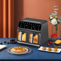 Friteuse à air électrique numérique intelligente noire à double panier 8L pour usage domestique, four antiadhésif avec commande numérique et accessoires
