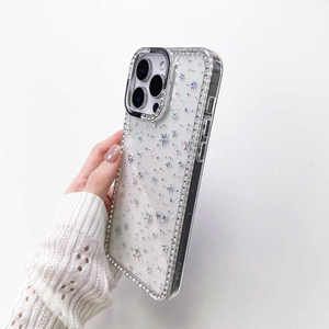Étui de téléphone transparent avec cadre en diamant scintillant de luxe pour <span class=keywords><strong>Apple</strong></span> iPhone 16 15 <span class=keywords><strong>14</strong></span> 13 12 Pro Max 11 Coque antichoc pour l'arrière du téléphone - Product Image 4