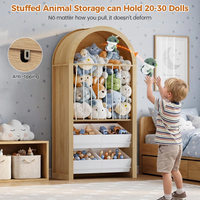 Meuble de rangement en bois arqué pour jouets d'enfants, organisateur de zoo d'animaux en peluche avec bacs pour salle de jeux et chambre d'enfant