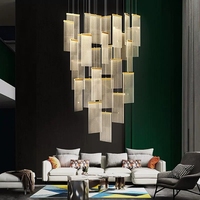 Lustre sur mesure pour hall d'hôtel, design moderne et luxueux, luminaire suspendu rectangulaire en acrylique LED, cadre en fer, garantie 2 ans