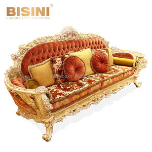 Sofá de Salón de Lujo Bisini, Muebles Hechos a Mano, Sofá Seccional de Madera Tallada Delicada de Estilo Europeo Real - Product Image 3