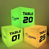 Veilleuse LED cube rechargeable à intensité variable avec logo personnalisé, télécommande, numéro de table personnalisé, code QR, 10cm, 15cm, 20cm