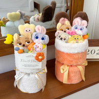 Nouvelles figurines en peluche Nick et Judy de Zootopia, bouquet de fleurs de dessin animé, jouets en peluche pour petite amie, Saint-Valentin