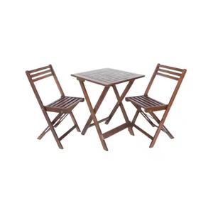 Chaises pliantes en bois de haute qualité, confortable, design moderne, balcon, ensemble de mobilier d'extérieur avec 1 table et 2 chaises - Product Image 2