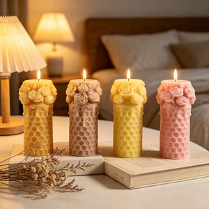 Rose Honeycomb <b>Candle</b> <b>Mold</b> Cylindrical Silicone DIY <b>Candle</b> Making <b>Mold</b> For Wedding Decorations - Product Image 3