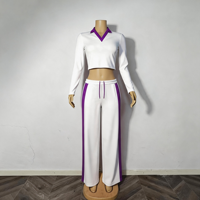 Ensemble 2 pièces personnalisé 2026 : Veste polo de golf zippée sportive et pantalon évasé pour femme – Tenue de sport décontractée automne/été