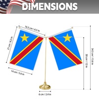Drapeau de table en forme de Y avec base en métal pour décorations personnalisables de mini drapeau du Congo