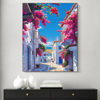 Vente chaude peinture personnalisée image peinture par numéro Kit rues au bord de la mer peinture par numéro pour la décoration intérieure en gros