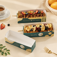 Boîte à gaufres personnalisée en carton avec fente pour bâtonnets, idéale pour gaufres, hot-dogs, desserts, snacks et emballages à emporter