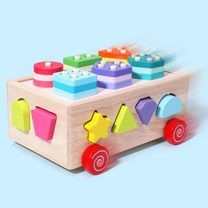 Multifunktionales Holz-Geometrie-Formen-Farbsortier- und Bausteine-Set für Kinder von 2 bis 4 und 5 bis 7 Jahren - Product Image 3