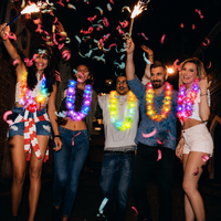Kalung Bunga LED Hawaii Warna-warni Grosir, Aksesoris Pesta Menyala untuk Acara Pesta Luau, Pantai, dan Karnaval
