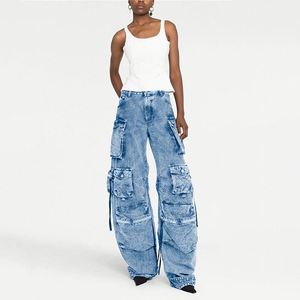 جينز نسائي عصري مخصص، بنطلون كارجو نسائي بخصر مرتفع، جينز نسائي جديد للشارع - Product Image 1