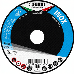 Disque de coupe en acier inoxydable Fervi 115x1,6x22,23 mm Type 41 Inox Fabriqué en Italie - Product Image 2