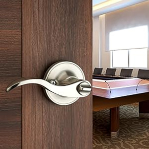 Kenop Pintu Interior Satin Nickel Model Gelombang untuk Kamar Tidur dan Gudang Desain Modern Pemasangan Mudah - Product Image 3