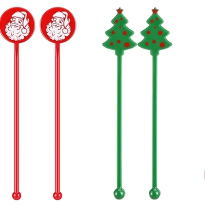 Santa hat màu sắc cổ điển cà phê khuấy nhựa sự gian lận thanh nóng ca cao thanh sô cô la trang trí tái sử dụng Cocktail Mixer - Product Image 3