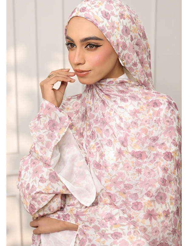 Elegant Hijab Dress - Hijab with Pink Dress - Chiffon Abaya