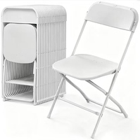 Chaise pliante en plastique robuste pour usage commercial, capacité de charge de 350 lb, faible MOQ, 20 unités, imperméable, portable, pour événements, mariages, location