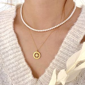 Bijoux créatifs pour femmes, plaqué <span class=keywords><strong>or</strong></span> 18k, boussole en acier inoxydable, Non ternissant, collier étoile du nord, collier étoile du nord - Product Image 4