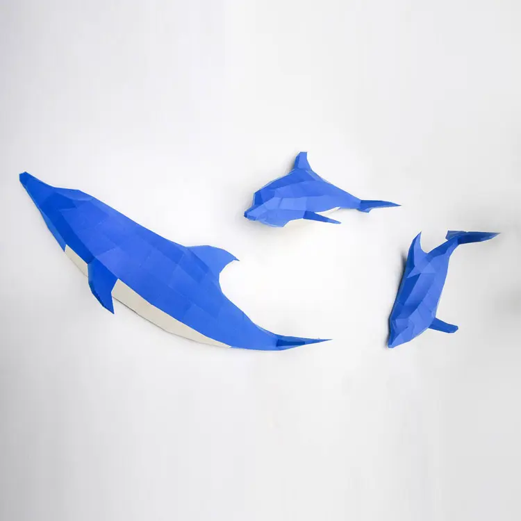 Z5-estatua de resina personalizada de animales marinos, escultura abstracta de Delfín Azul para decoración de pared