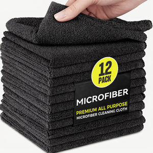 Chiffon de <span class=keywords><strong>nettoyage</strong></span> en microfibre, serviettes en microfibre noires pour voitures, chiffon de <span class=keywords><strong>d</strong></span>époussiérage de voiture personnalisé de qualité supérieure, chiffons de <span class=keywords><strong>nettoyage</strong></span> sans peluches pour la cuisine - Product Image 1