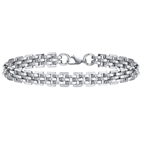 Bracelet élégant et tendance en acier inoxydable plaqué argent, cadeau pour fils, mari, papa, bracelet de montre à chaîne épaisse style Hip Pop